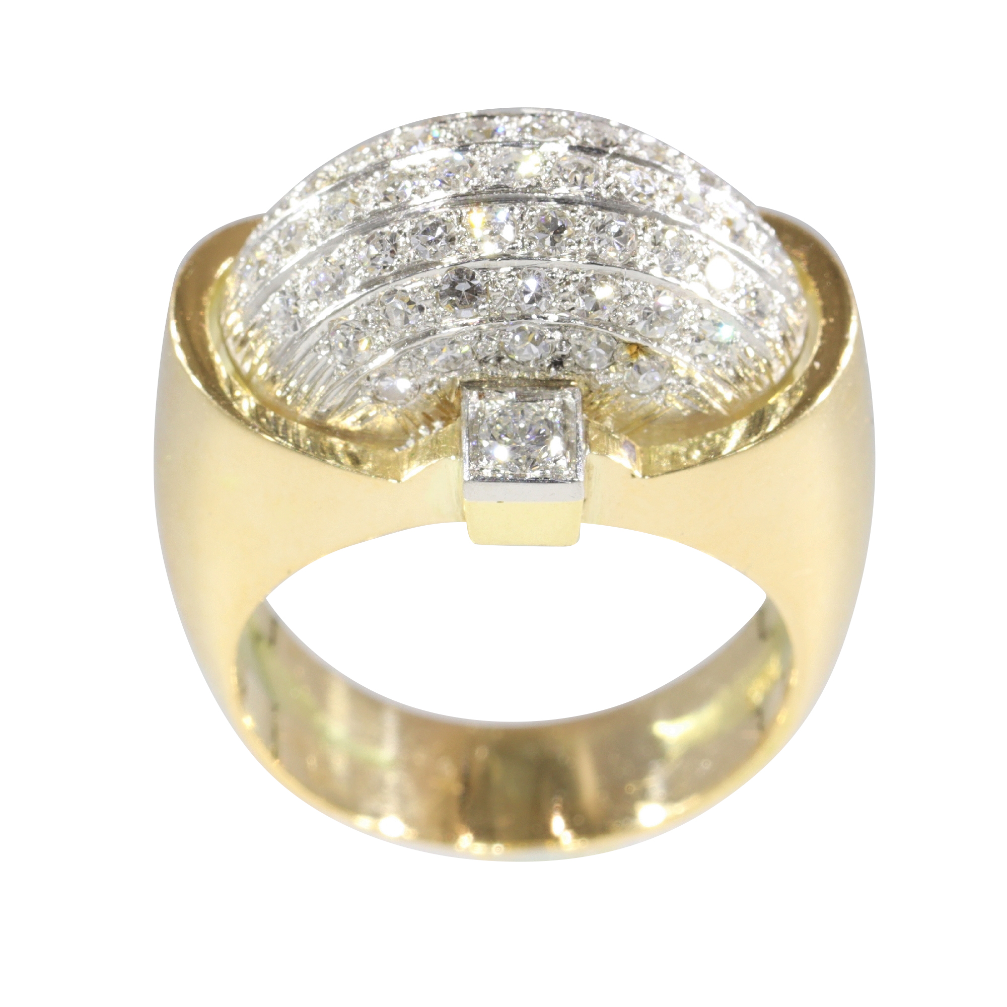 Vintage 1950s Gold and Diamond Ring: A Bold Mid-Century Masterpiece